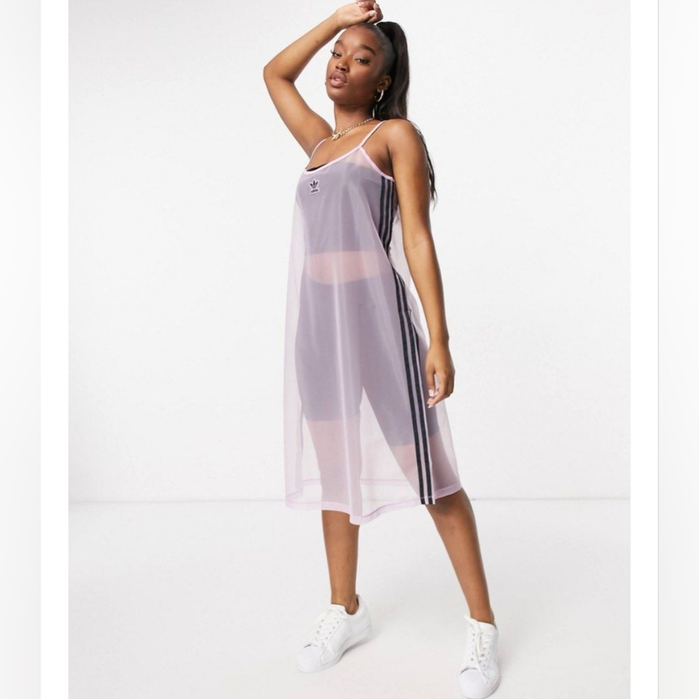 Adidas Originals Mesh Sheer Dress Sz Medium